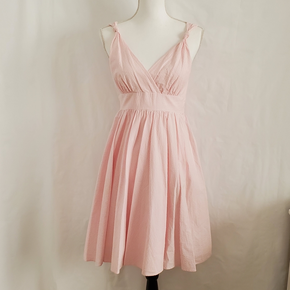 Vineyard Vines Pink Seersucker Reina Sundress sz 4 - Picture 2 of 15